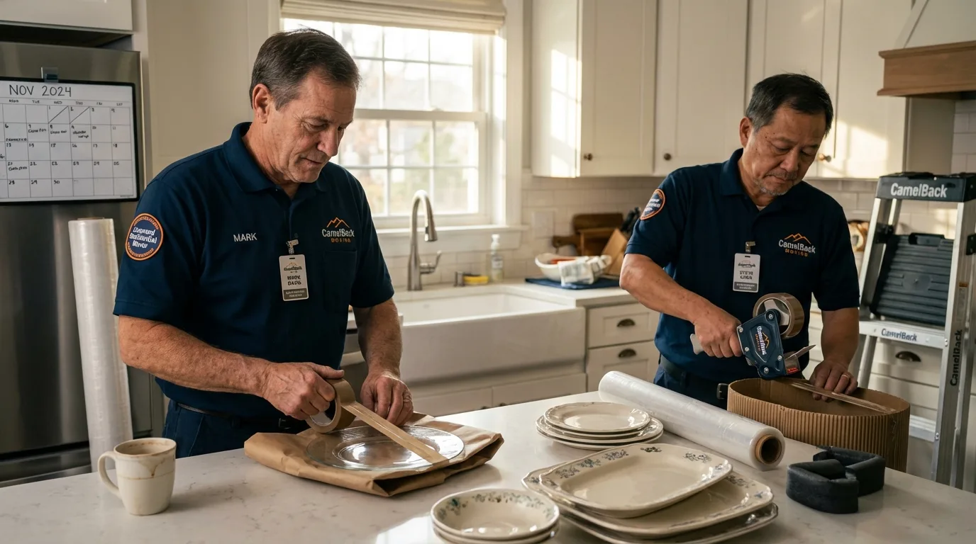 Professional crew packing kitchen dishware in Pageland, SC