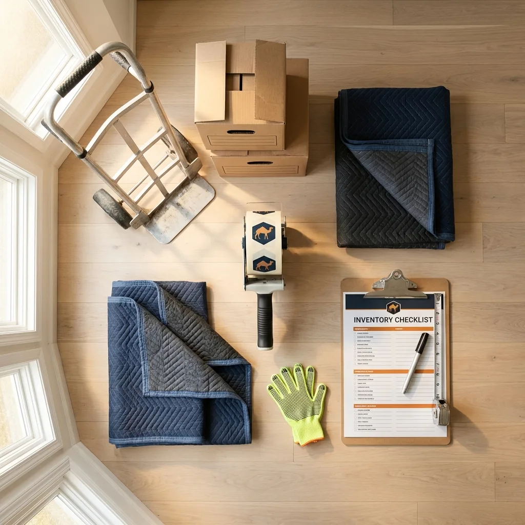 Professional moving supplies and packing materials layout for Pageland residential relocations